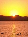 おなじみサロマ湖の夕焼け。日没が早いので、3時半には夕焼け