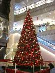 空港クリスマスツリー対決。第一ターミナル(ＪＡＬ系)は、赤
